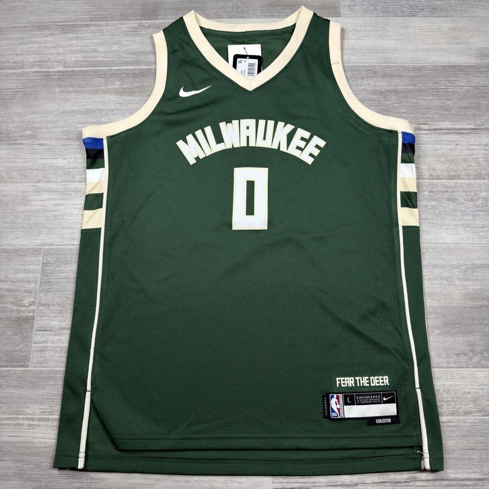Nike Youth L-14/16 Milwaukee Bucks #0 Damian Lillard Swingman Icon Edition Jrsey